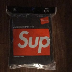 Black supreme sock. Sizes 6-12